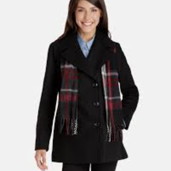 London Fog Jackets & Blazers - NWT - London Fog Woll Blend Double Breasted Peacoat With Scarf